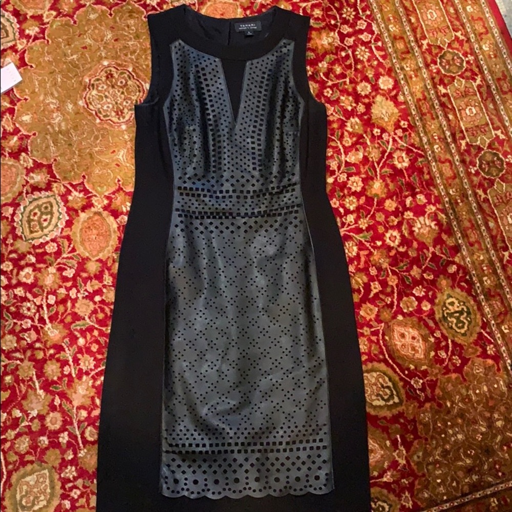 Tahari Size 2 knit and leather dress